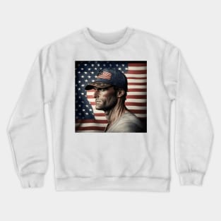 [AI Art] Proud American man Crewneck Sweatshirt